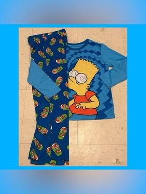 Blue Kids Pajama Set with Cartoon Character